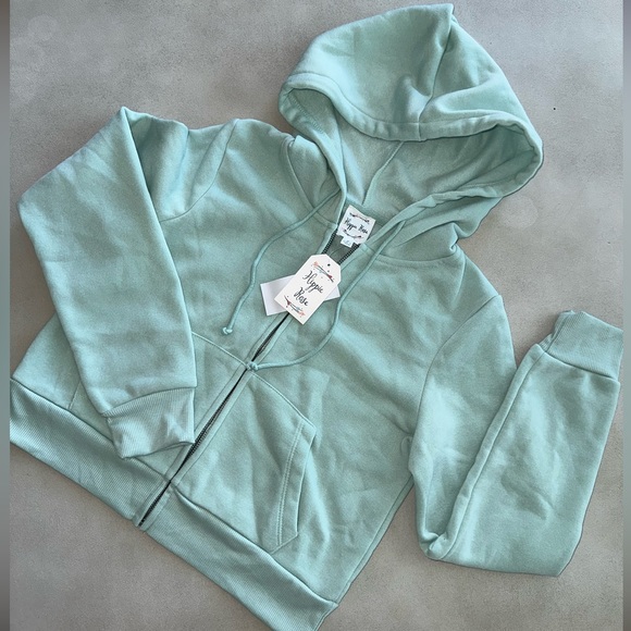 HIPPIE ROSE Juniors' Zip-Up Hoodie in Surf Spray - Picture 1 of 6